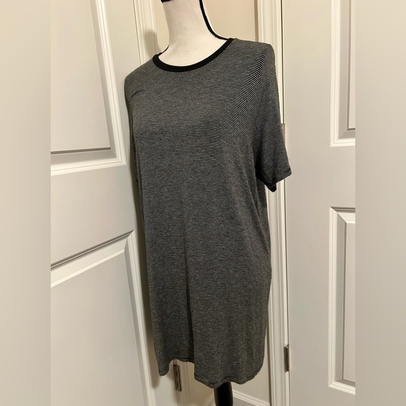 Brandy Melville Dresses & Skirts - Brandy Melville soft cotton T-shirt dress black and grey striped